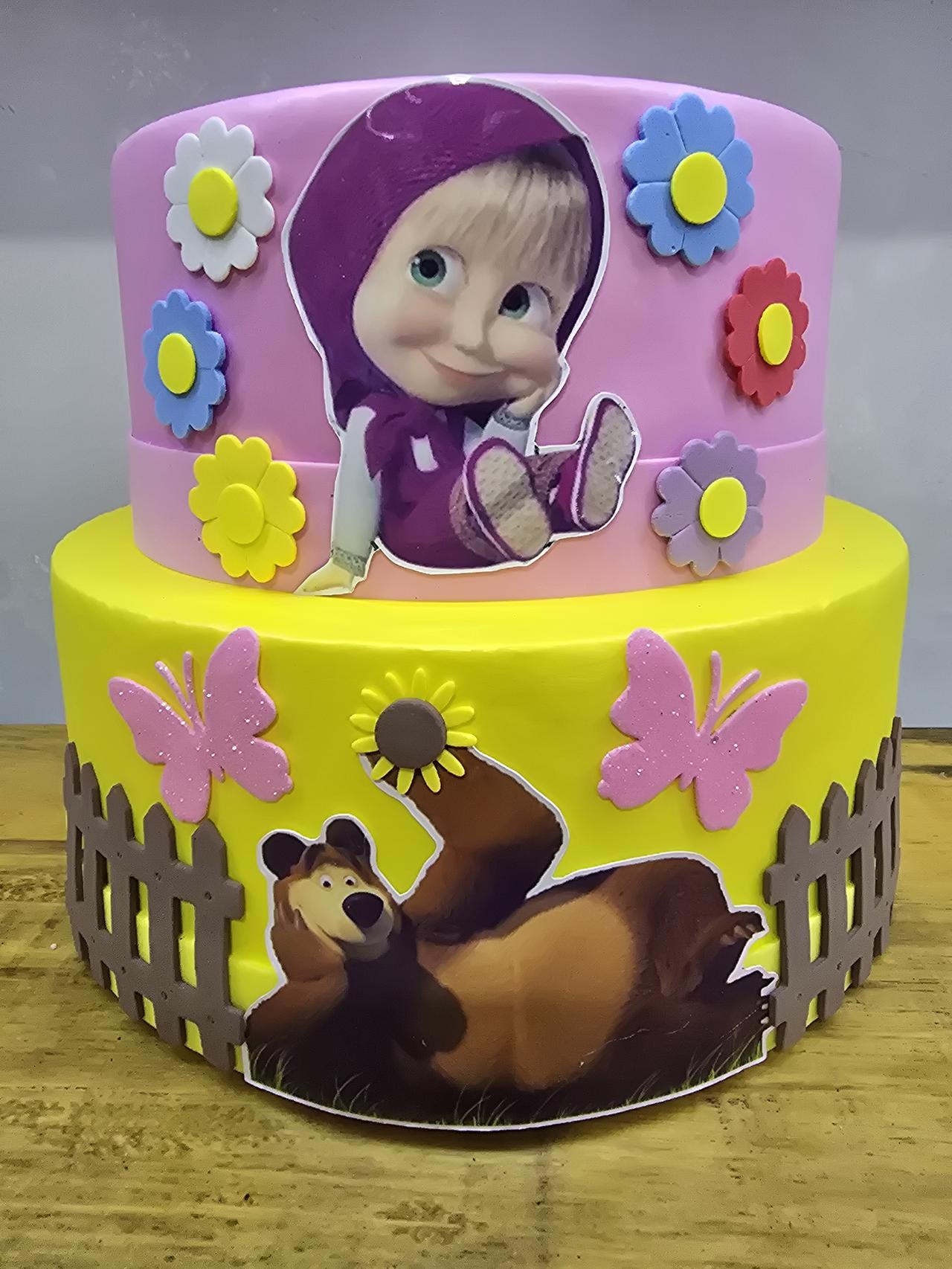 Bolo Fake Marsha E O Urso - Pegue e Dekore
