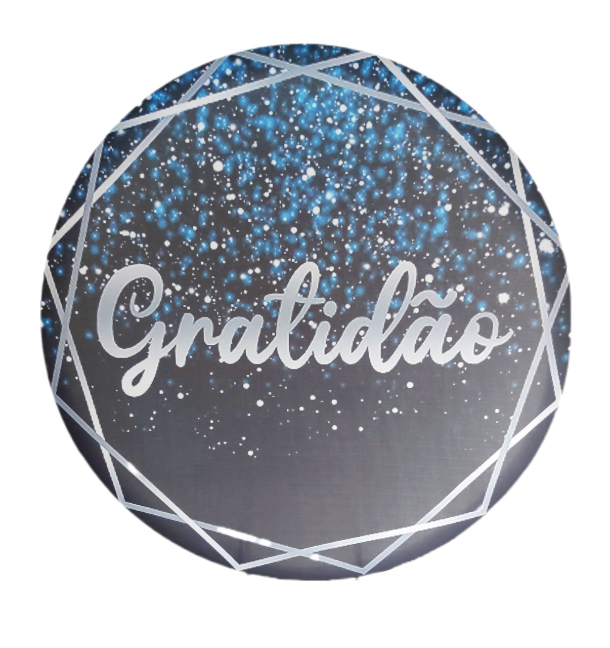 Painel Sublimado Gratidão Azul E Prata - Pegue e Dekore