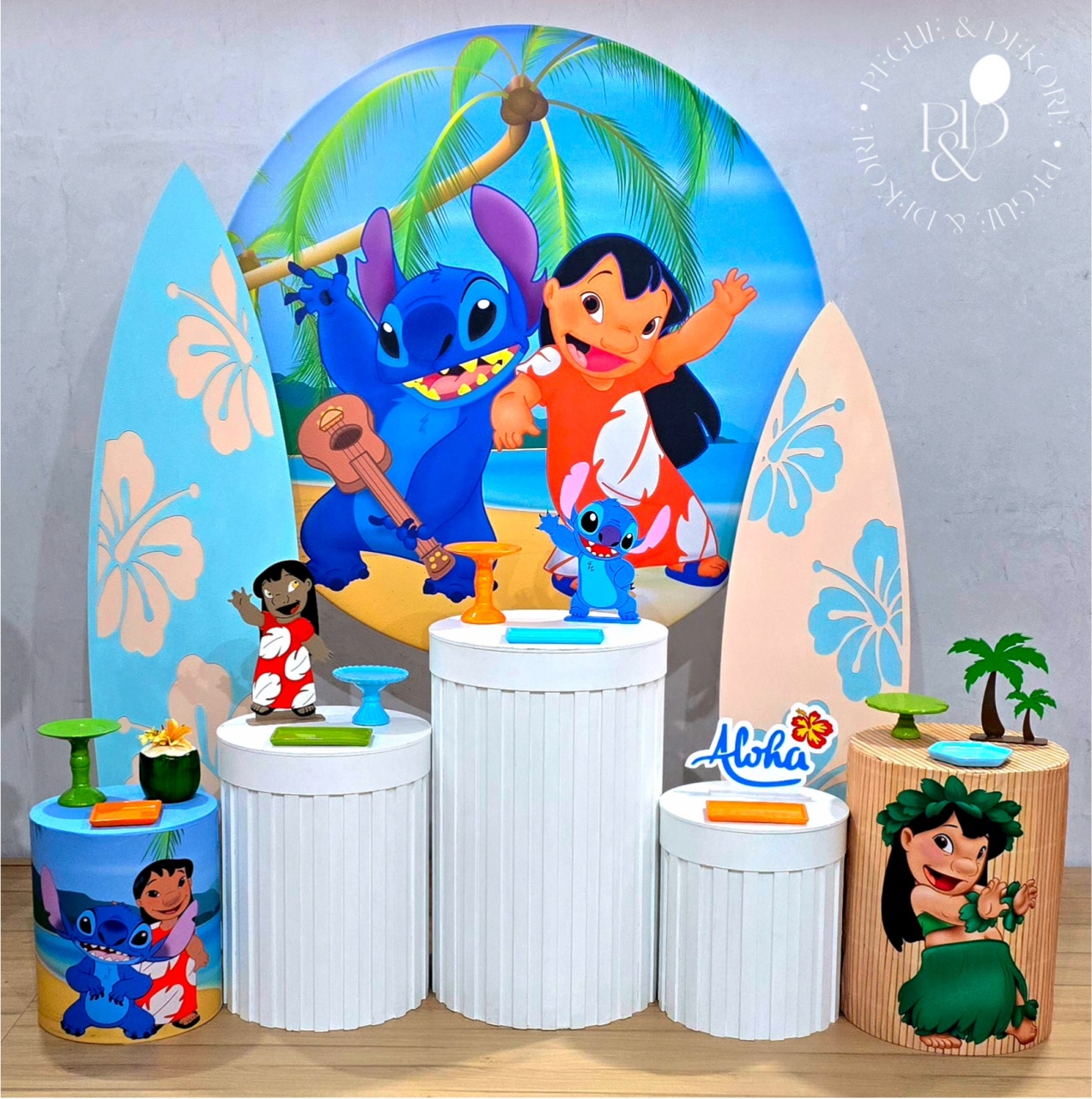 Kit Elegance Lilo Stitch (K3029) - Coleção: Praia & Diversão - Pegue e Dekore