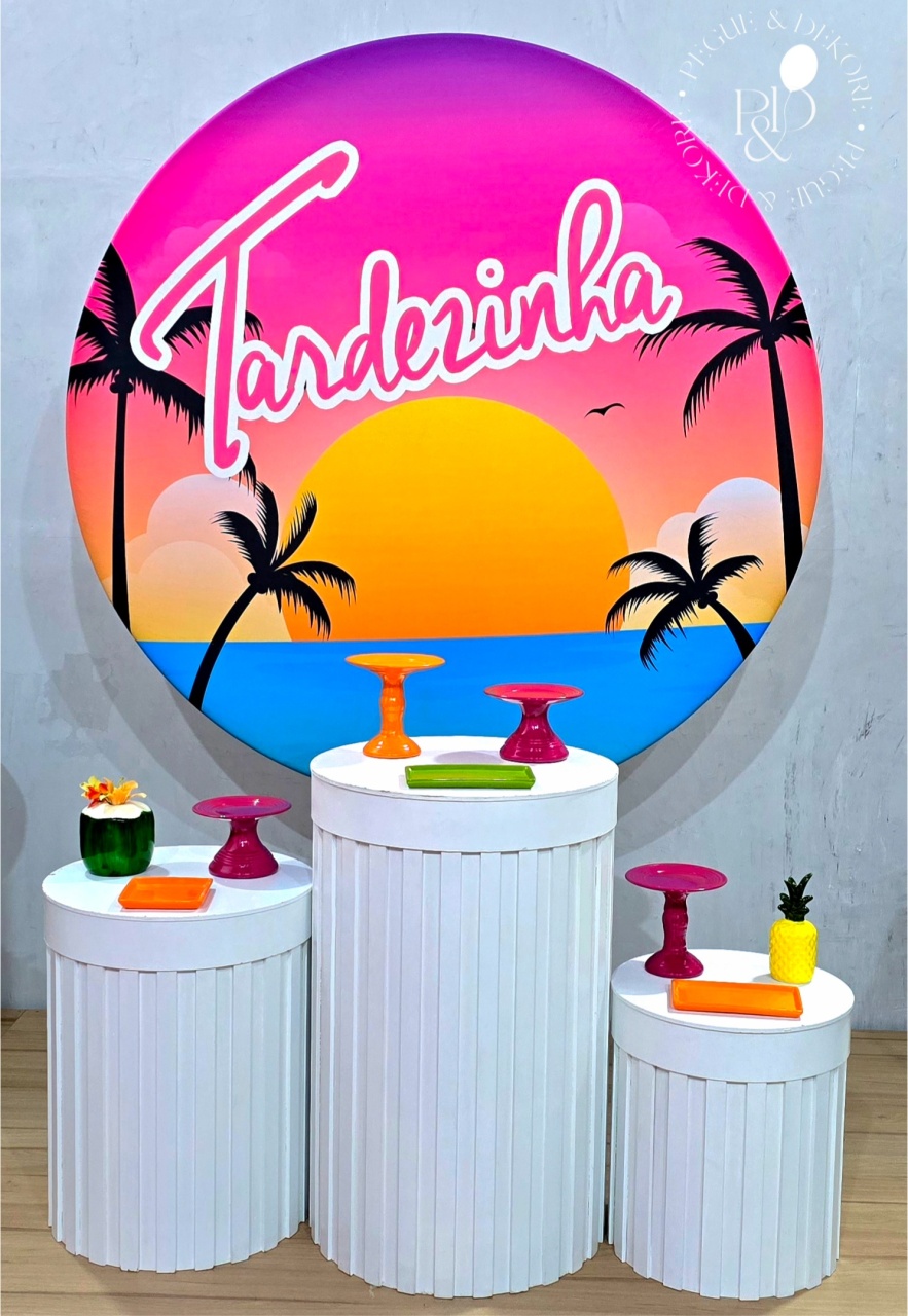 Kit Essencial Tardezinha/ Tropical Redondo - Coleção: Praia & Diversão - Pegue e Dekore