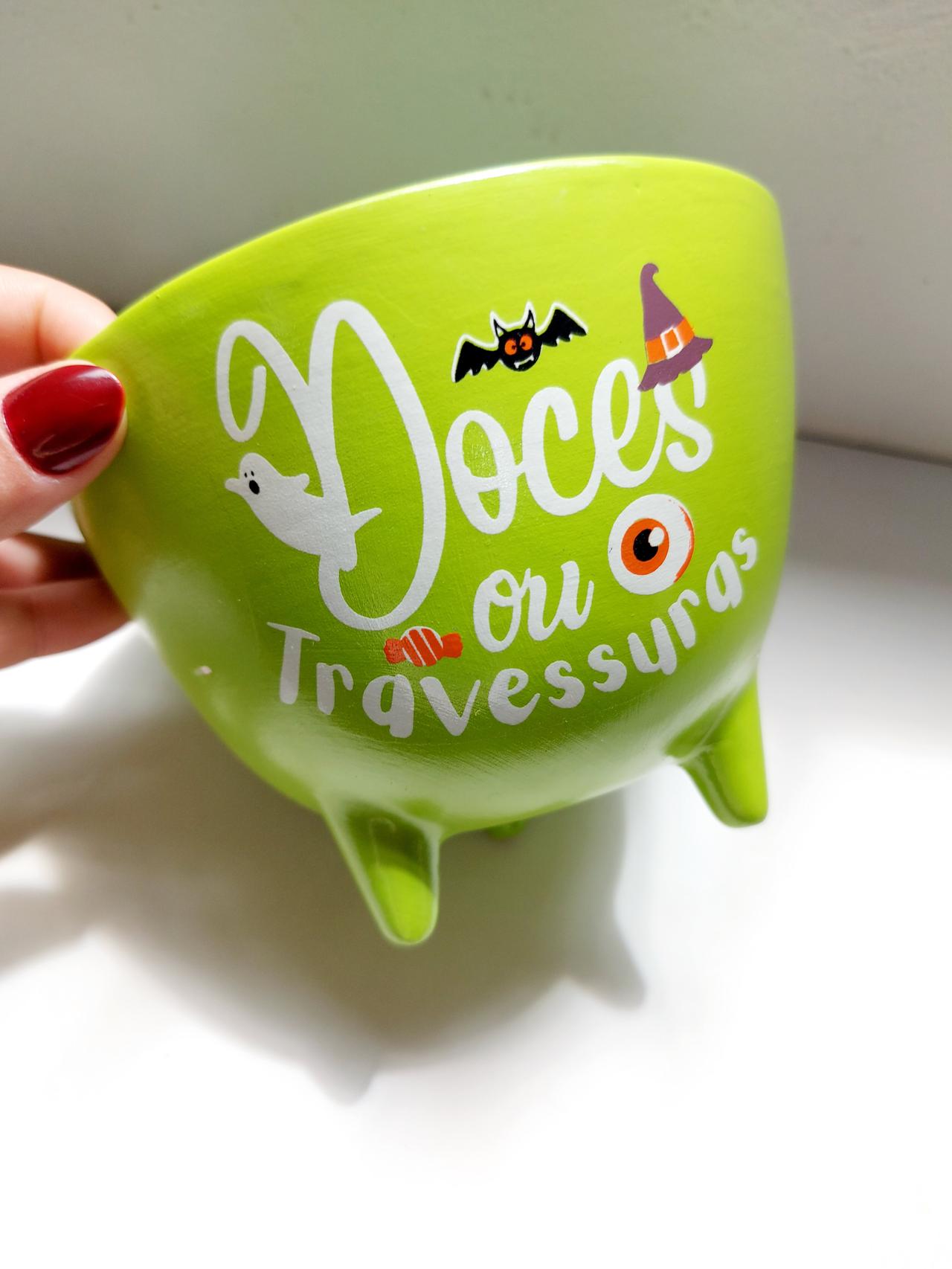 Pote Doces Ou Travessuras Verde - Pegue e Dekore