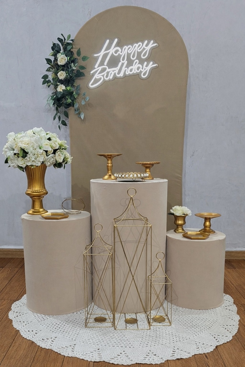 Kit Elegance Feminino Bege Com Dourado -Coleção Aura  - Pegue e Dekore