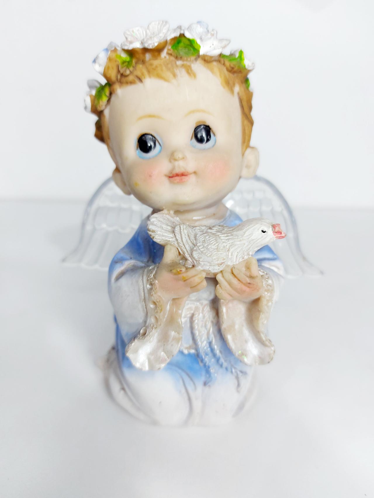 Anjo Azul Com Pomba - Pegue e Dekore