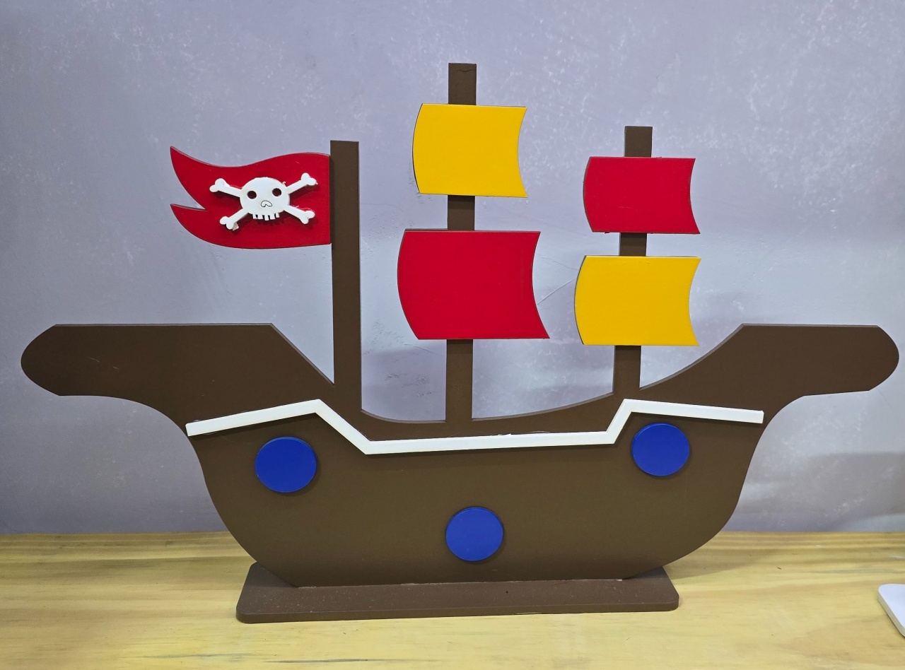 Display 3D Barco Pirata - Pegue e Dekore