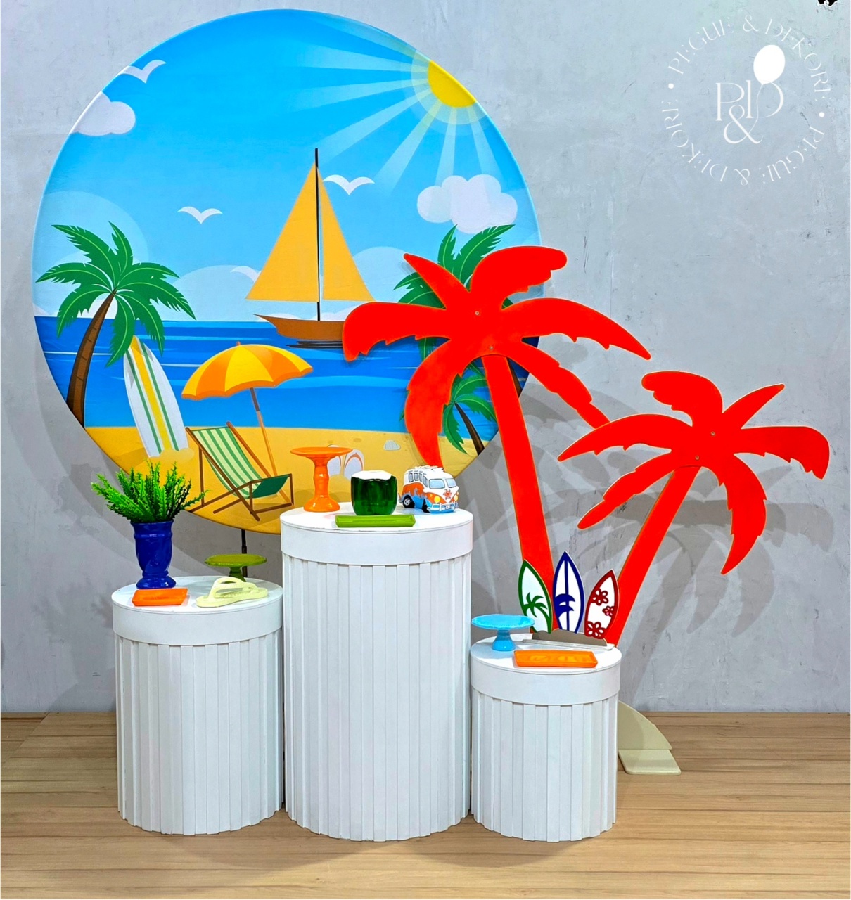 Kit Elegance Praia/Ripado/Coqueiro - Coleção: Praia & Diversão - Pegue e Dekore