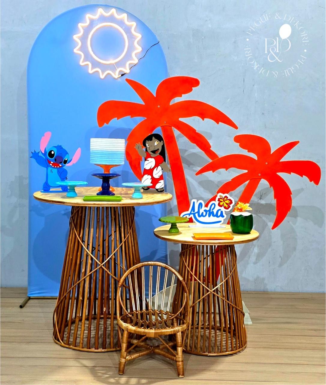 Kit Signature Lilo Stitch/Coqueiro - Coleção: Praia & Diversão - Pegue e Dekore