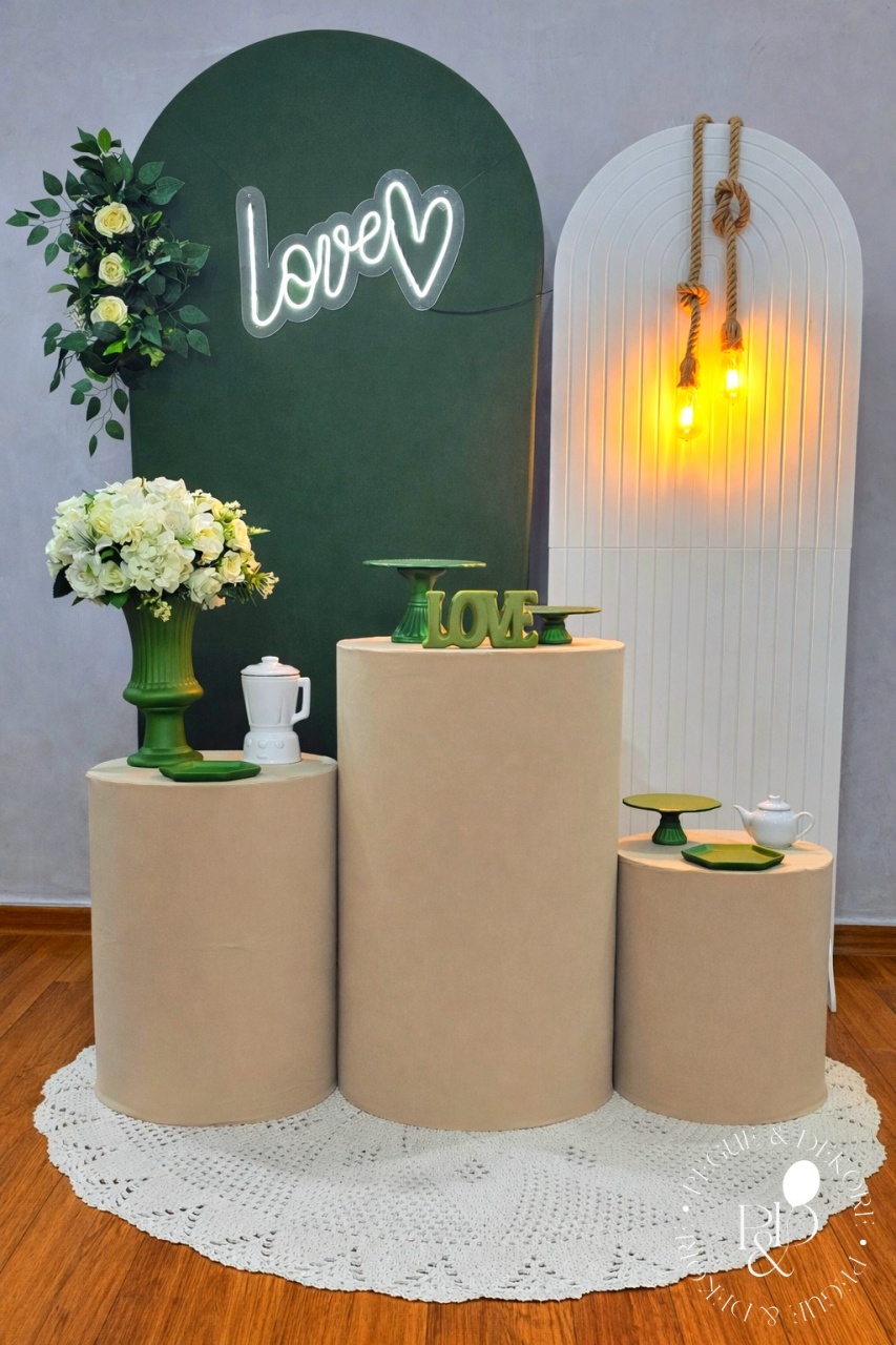 Kit Elegance Chá de Cozinha Verde Oliva Com Bege- Coleção: Casa & Amor - Pegue e Dekore