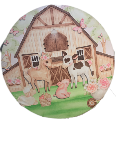 Painel Sublimado Fazendinha Rosa - Pegue e Dekore