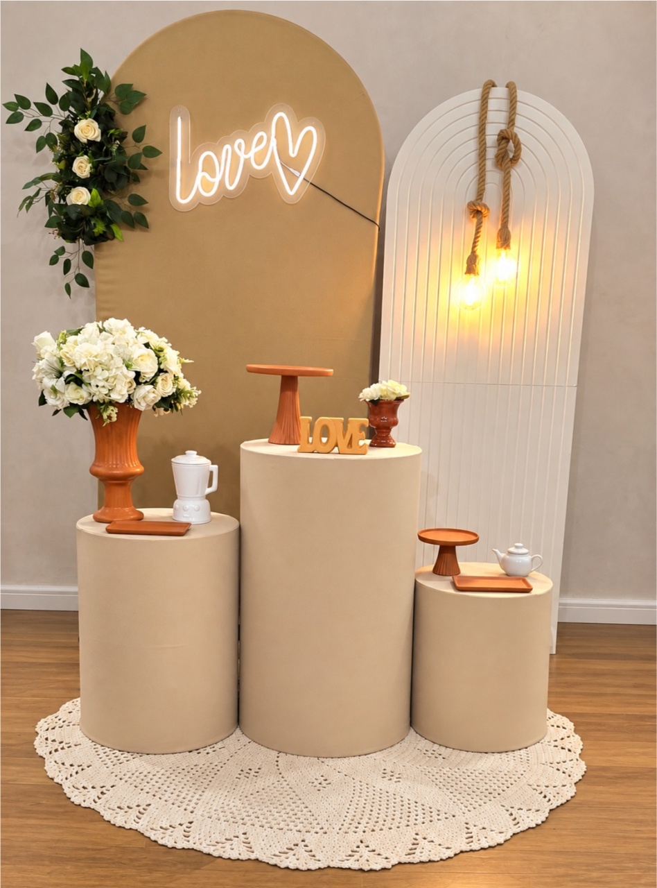 Kit Elegance Chá de Cozinha/Bege Com Terra Cota (K2159) - Coleção:casa E Amor - Pegue e Dekore