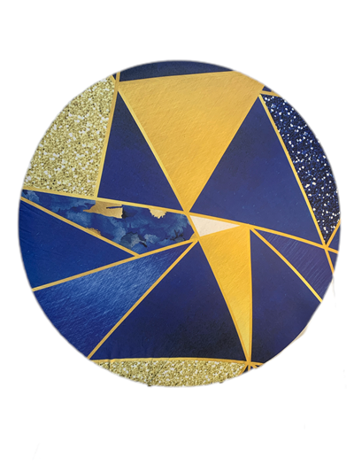 Painel Sublimado Geométrico Azul/ Dourado - Pegue e Dekore