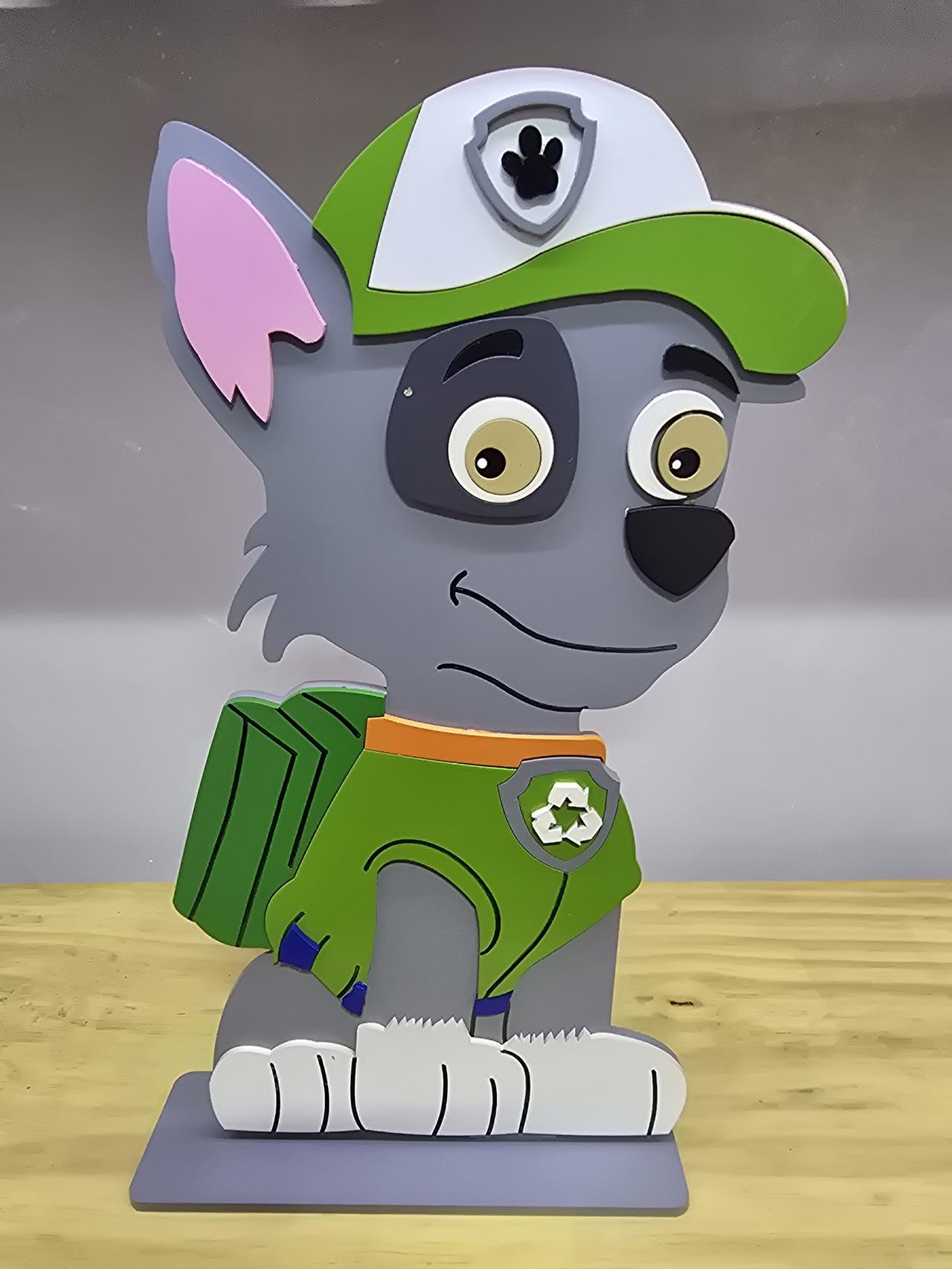 Display 3D Patrulha Canina Cachorro Rocky - Pegue e Dekore