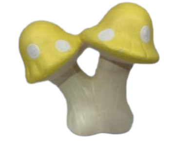 Cogumelo Duplo Fino Ceramica Amarelo - Pegue e Dekore
