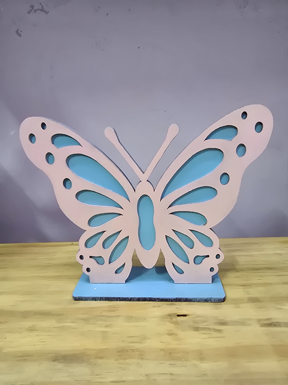 Display 3D Borboleta Azul E Rosa Candy - Pegue e Dekore