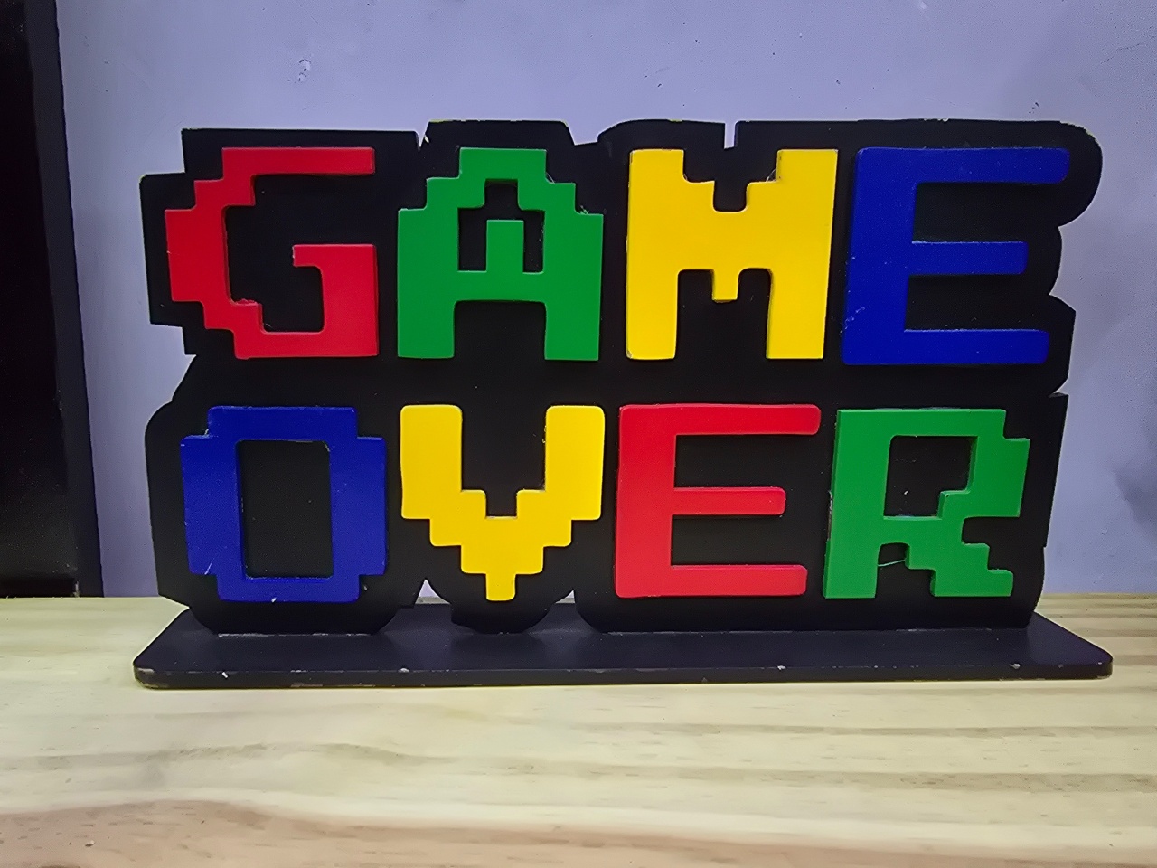 Display 3D Placa Game Over - Pegue e Dekore