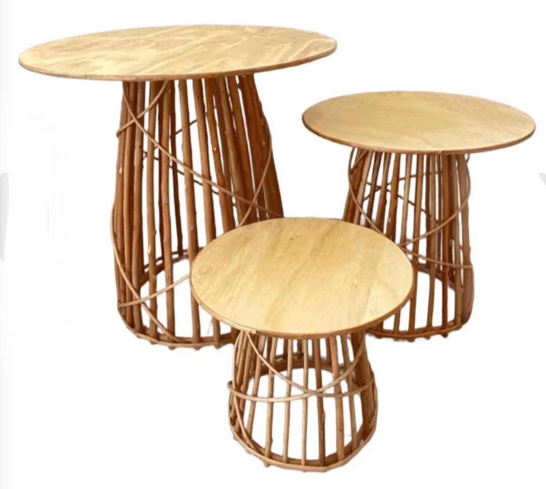 Trio Mesa de Vime Cone - Pegue e Dekore
