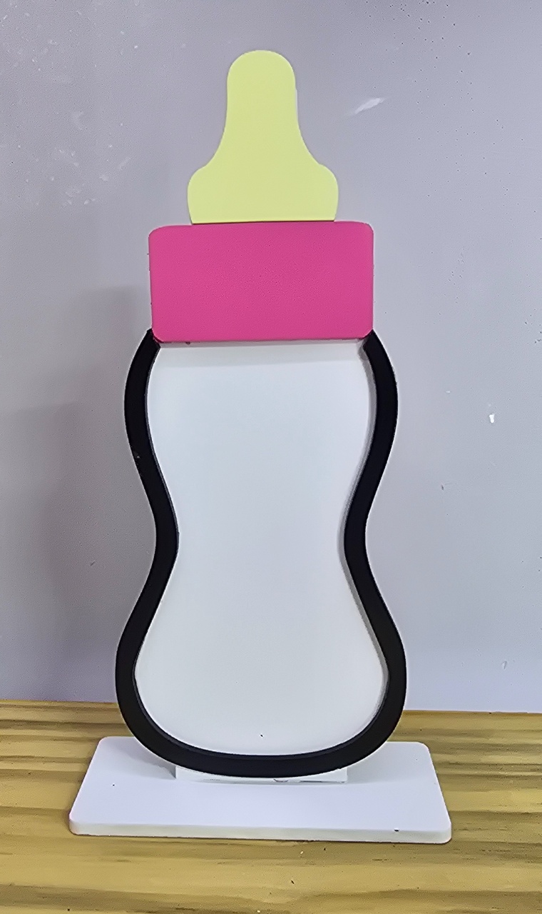 Display 3D Mamadeira Rosa - Pegue e Dekore