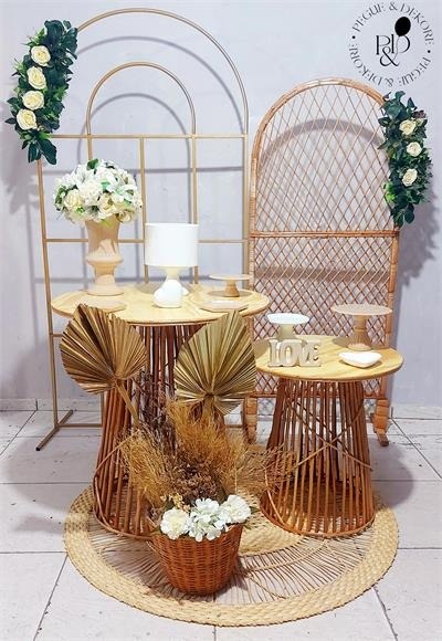 Floral Branco E Amarula (Vime/Janela Painel Vime) - Pegue e Dekore