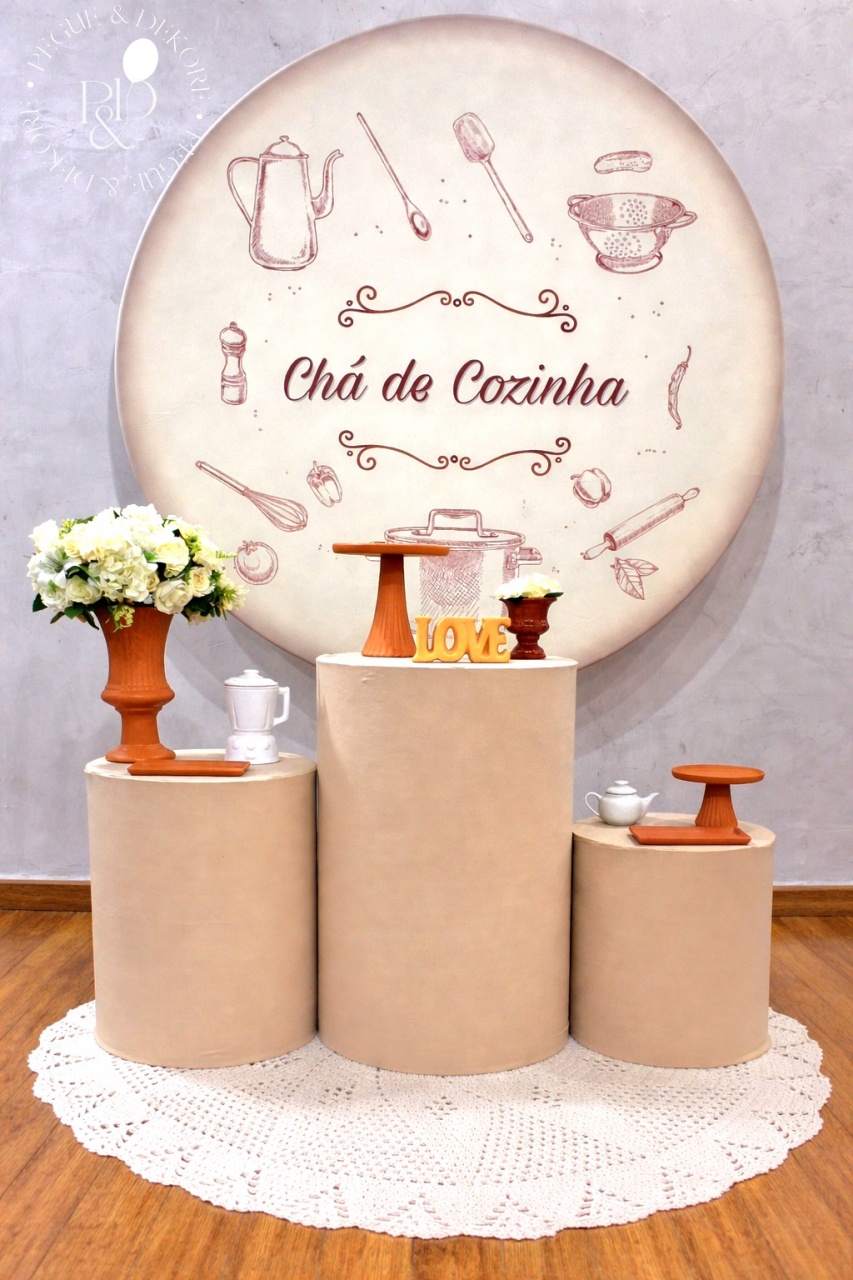 Kit Essencial Chá de Cozinha Bege Com Terra Cota- Coleção: Casa & Amor - Pegue e Dekore