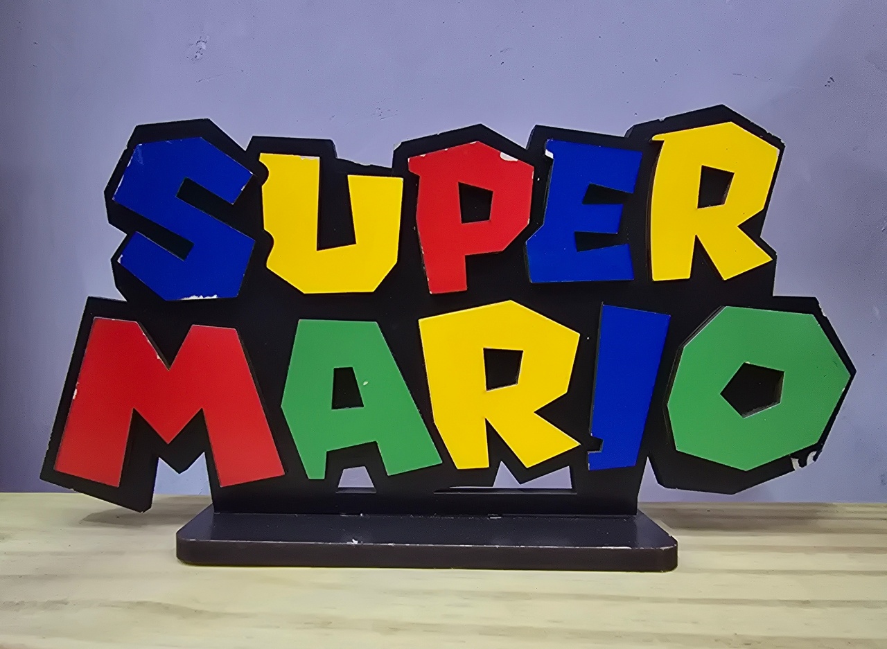 Display 3D Placa Super Mario - Pegue e Dekore