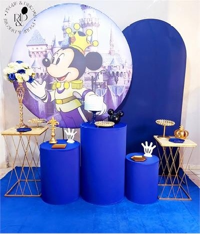 Mickey Realeza (Mesas Cilindros/Mesas Trançadas/Painel Lateral/Peças Luxo) - Pegue e Dekore