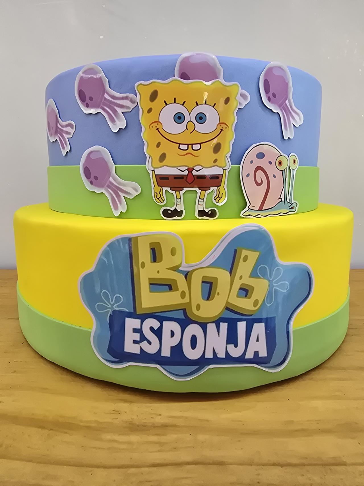 Bolo Fake Bob Esponja - Pegue e Dekore