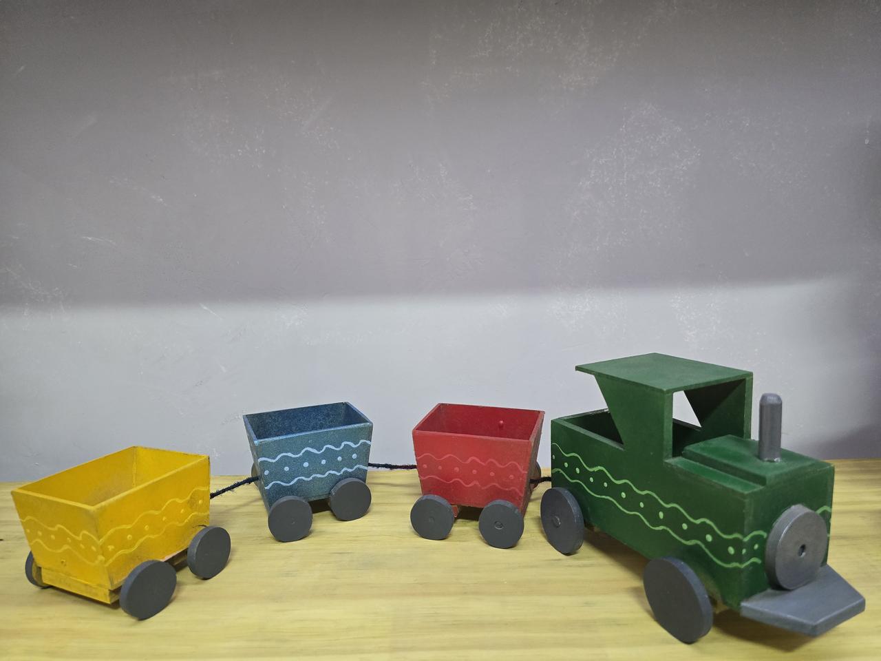 Display 3D Trem Colorido - Pegue e Dekore