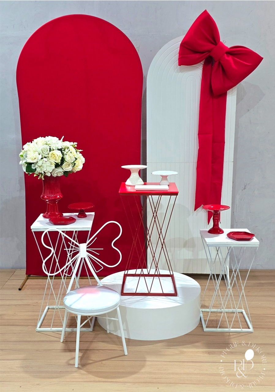 Kit Elegance Vermelho E Branco 3 - Coleção:laços - Pegue e Dekore