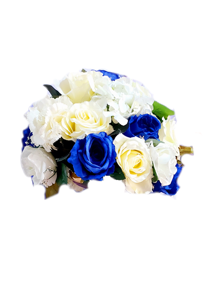Arranjo de Flores Branco Com Azul Marinho M - Pegue e Dekore