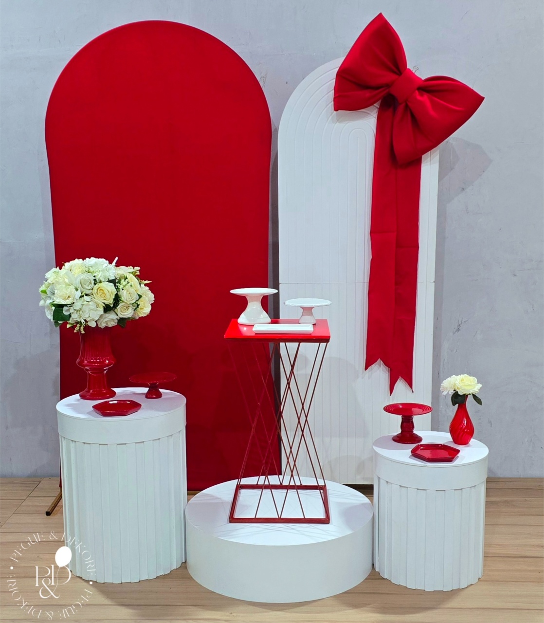Kit Elegance Vermelho E Branco 2 - Coleção:laços - Pegue e Dekore