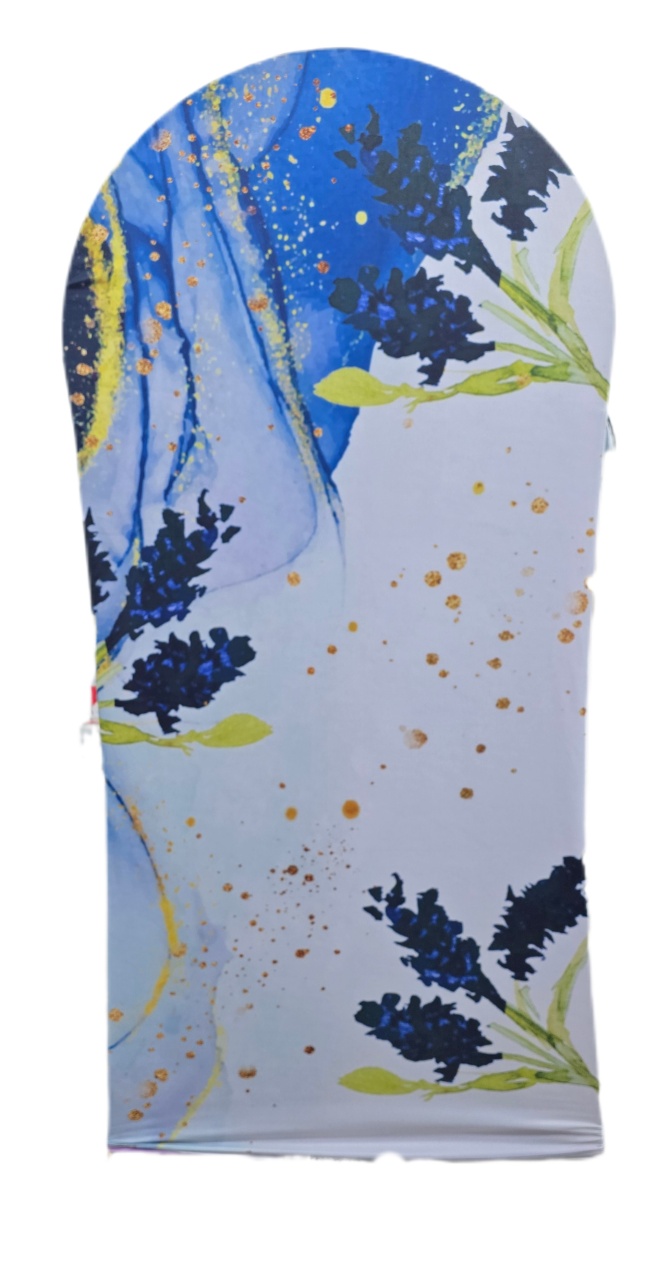 Capa Lateral Sublimada Azul Escuro Marmorizado Floral Detalhes Dourado - Pegue e Dekore