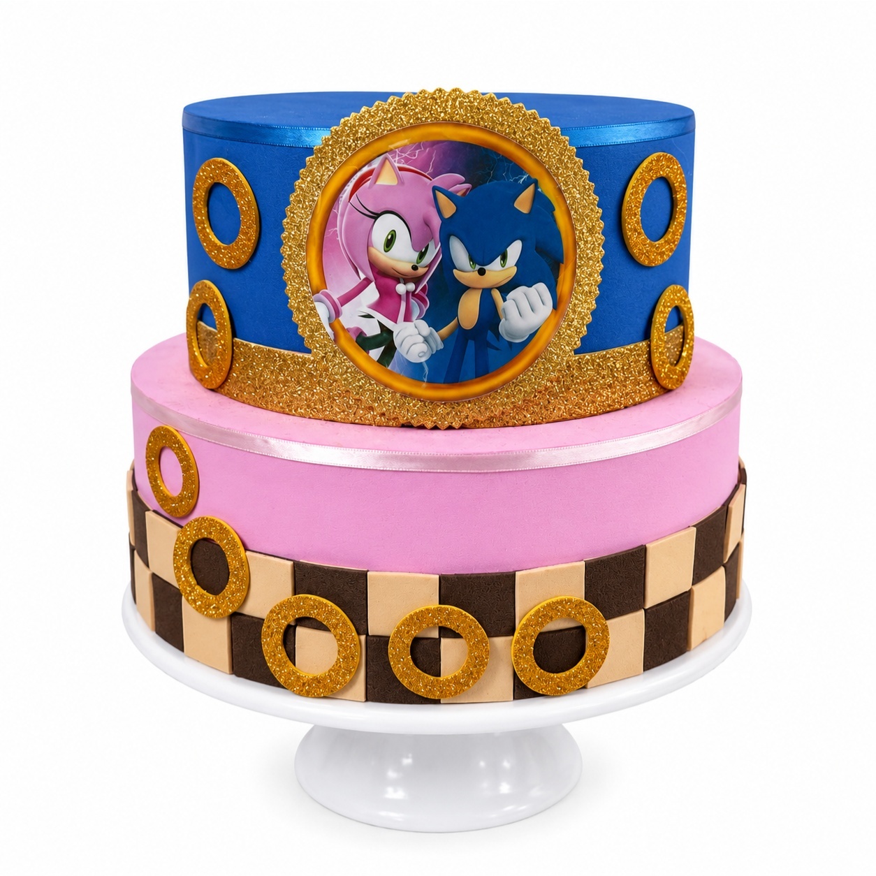 Bolo Falso - Sonic E Amy Rose - Cultivar Sonhos