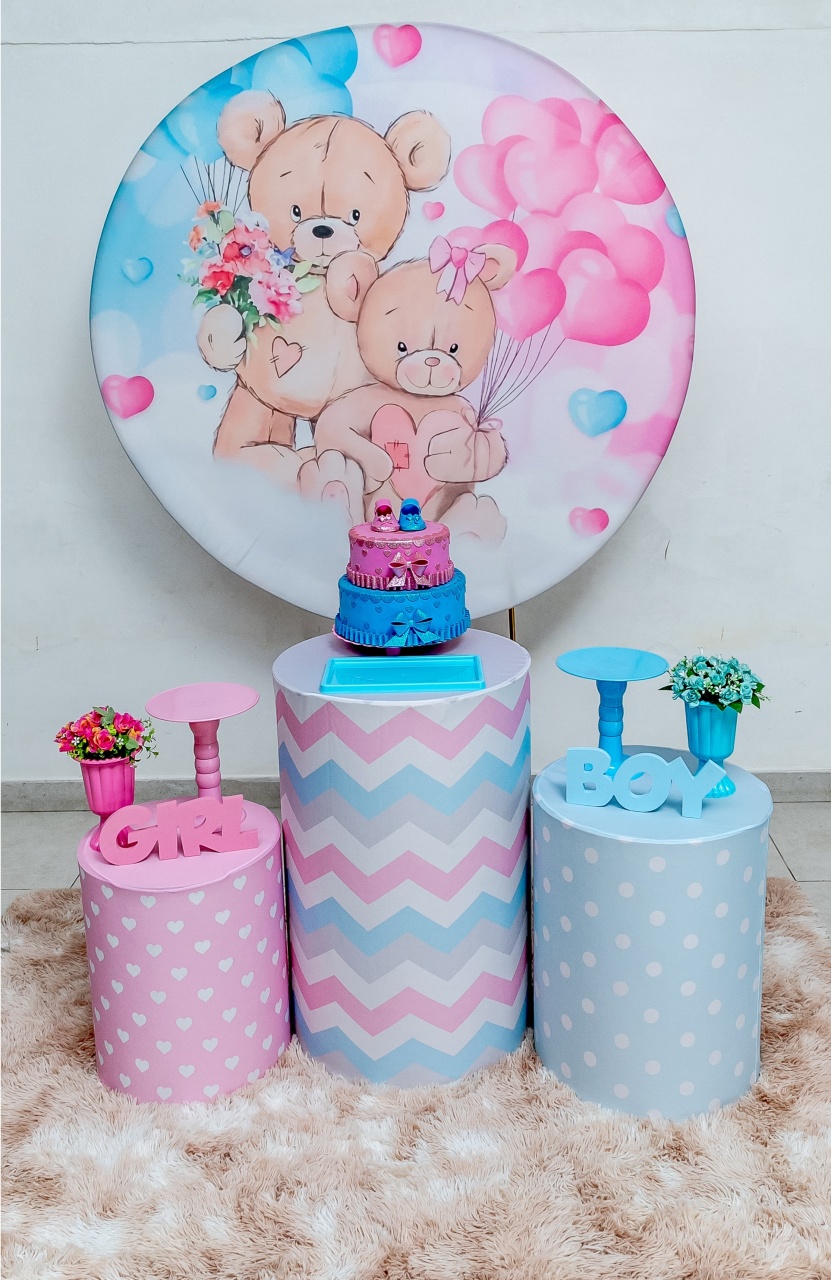 Decoração Cha Revelação Rosa E Azul - Kit M - Cultivar Sonhos