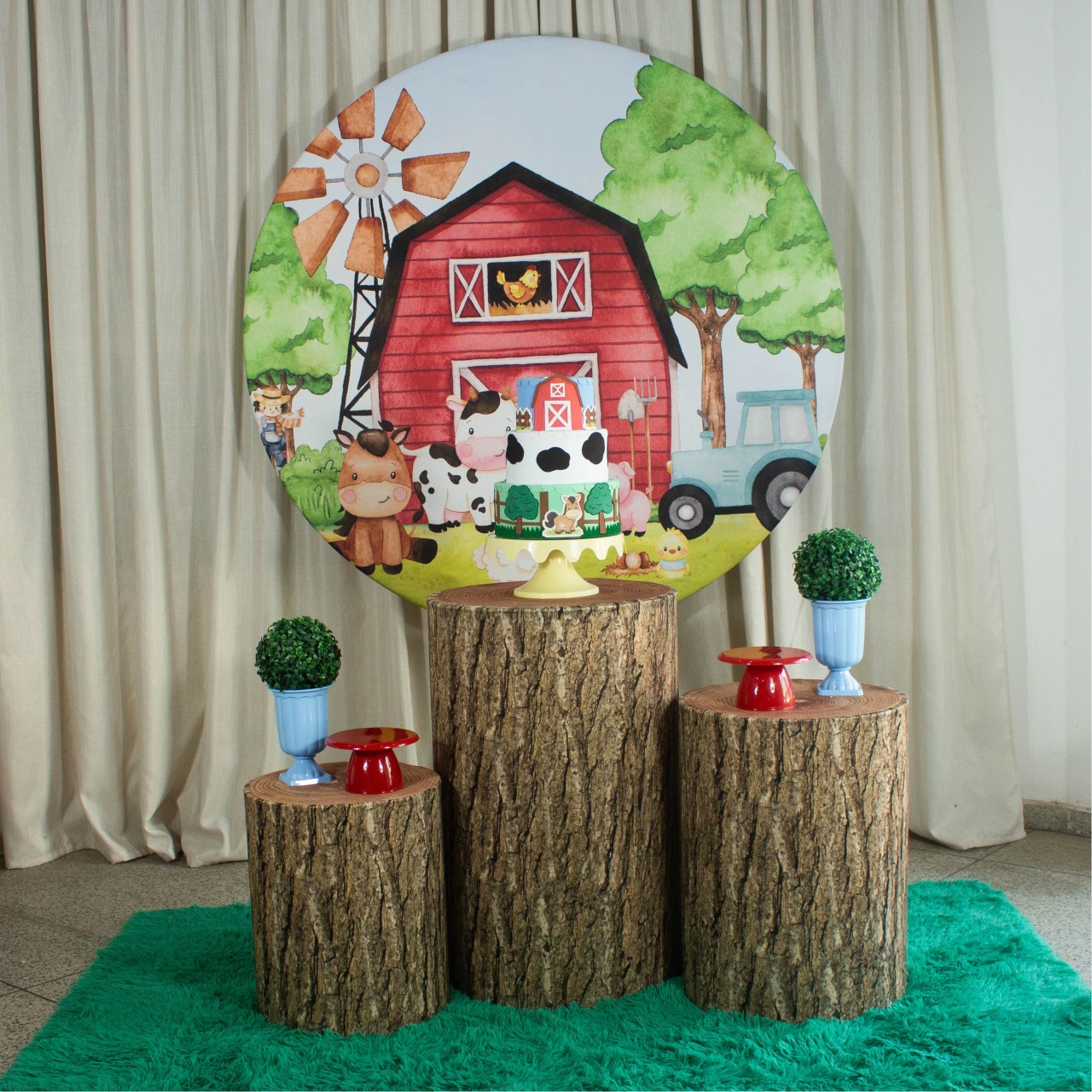 Decoração Fazendinha Celeiro Vermelho - Kit M. - Cultivar Sonhos