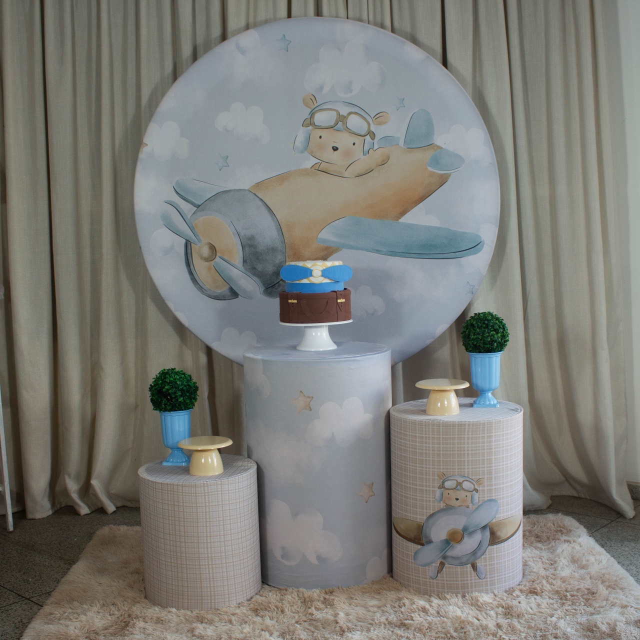 Decoração Ursinho Aviador - Kit M. - Cultivar Sonhos