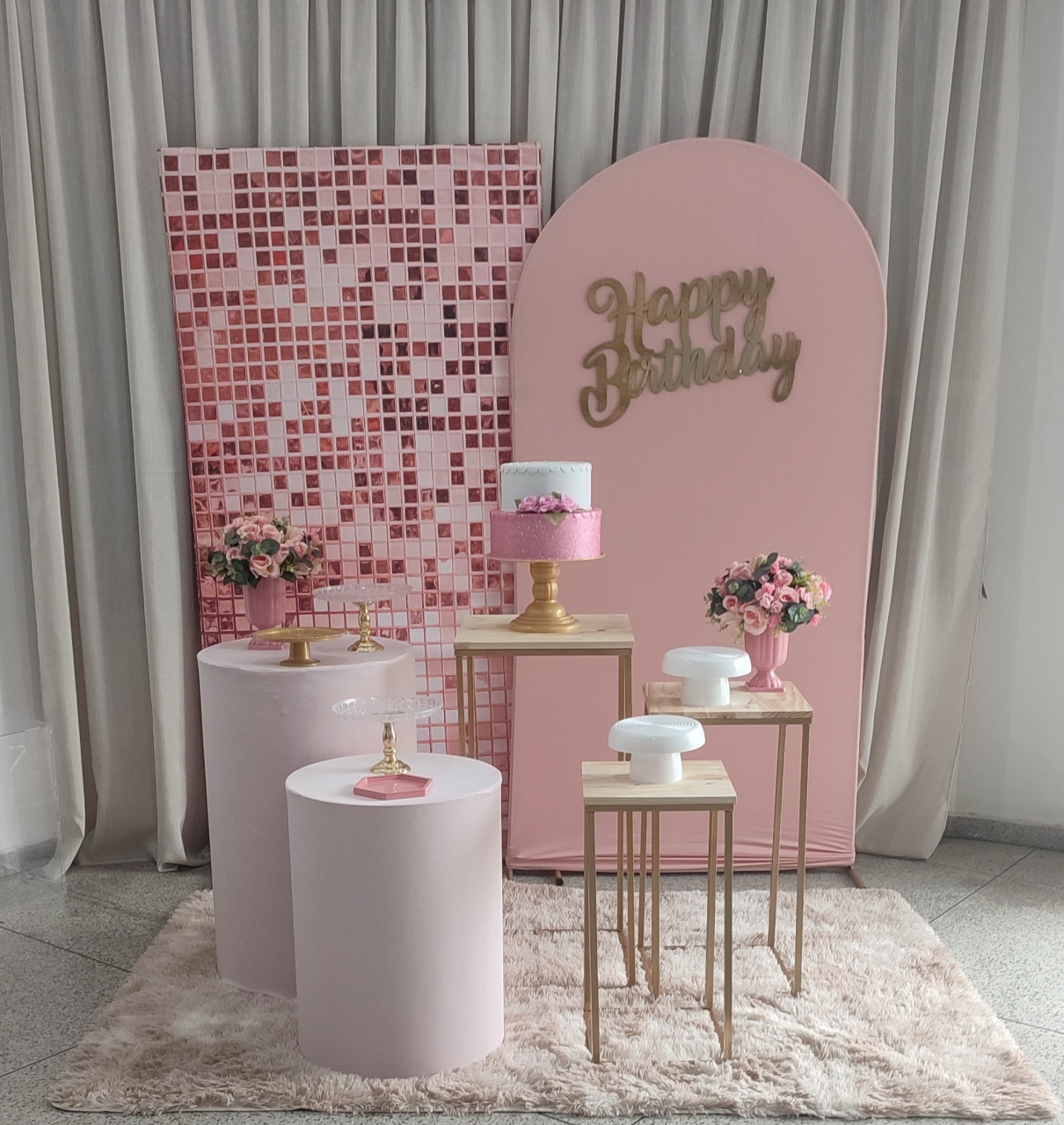 Happy Birthday Rosa Maior Com Cilindros - Cultivar Sonhos