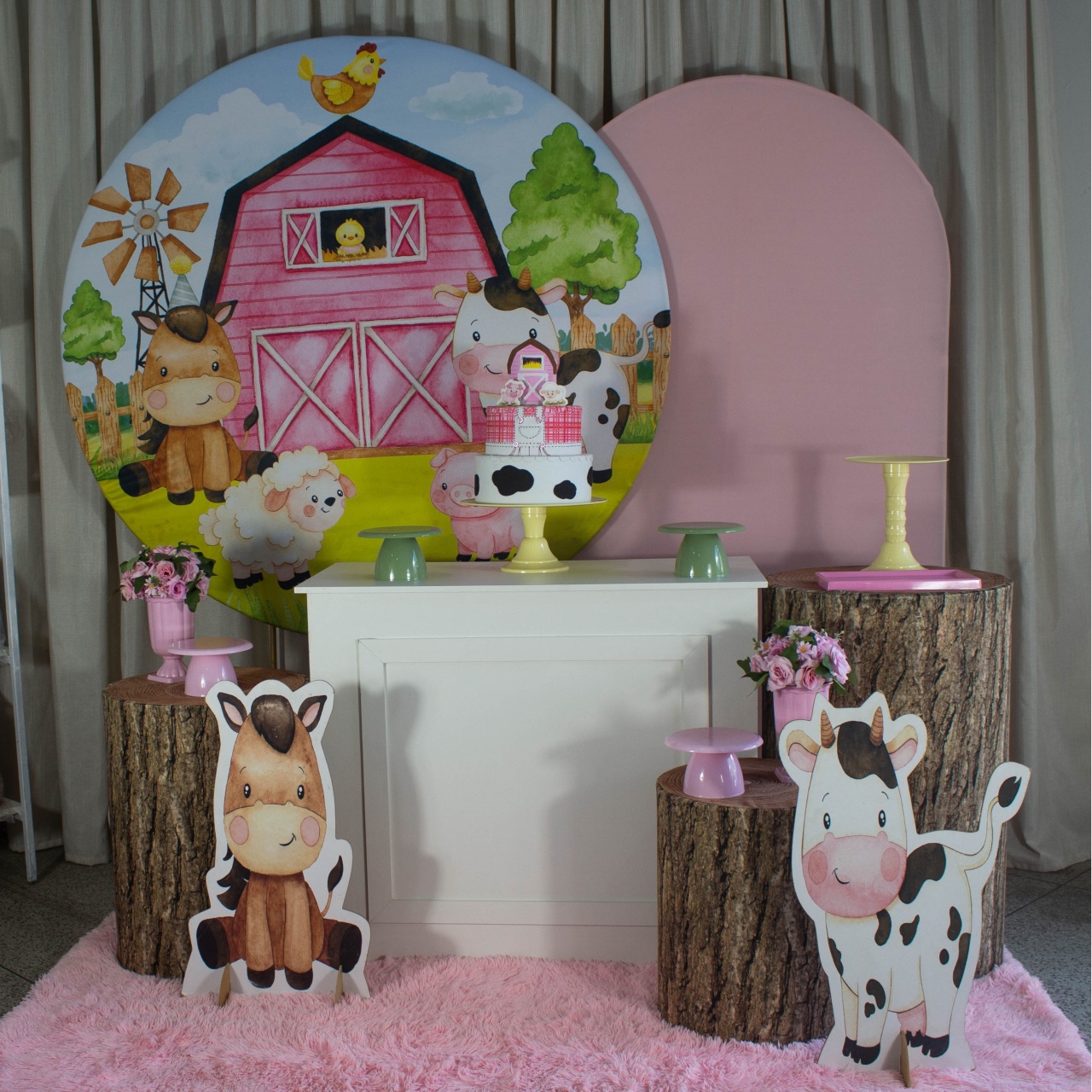 Decoração Fazendinha Rosa - Kit G. - Cultivar Sonhos