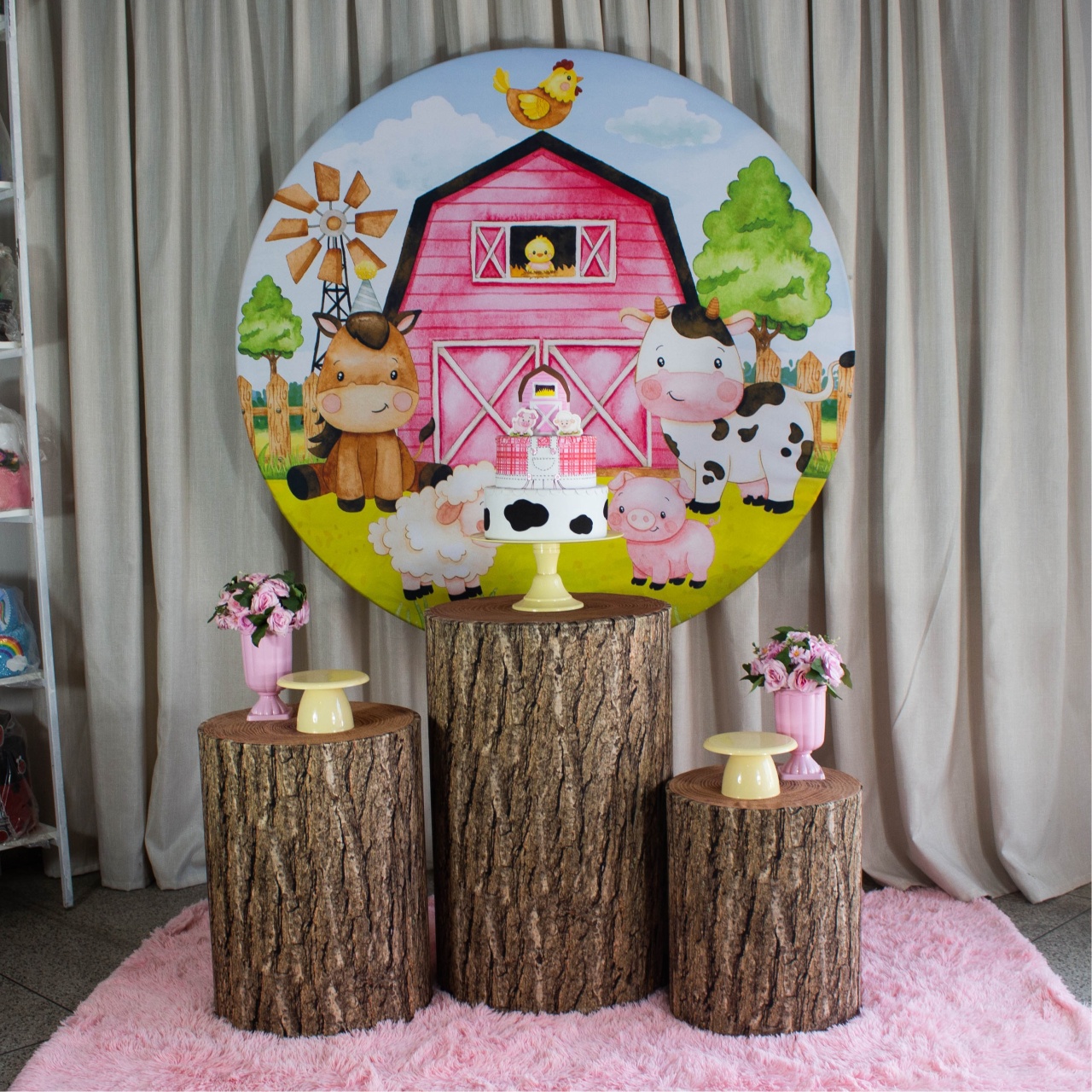 Decoração Fazendinha Rosa - Kit M. - Cultivar Sonhos