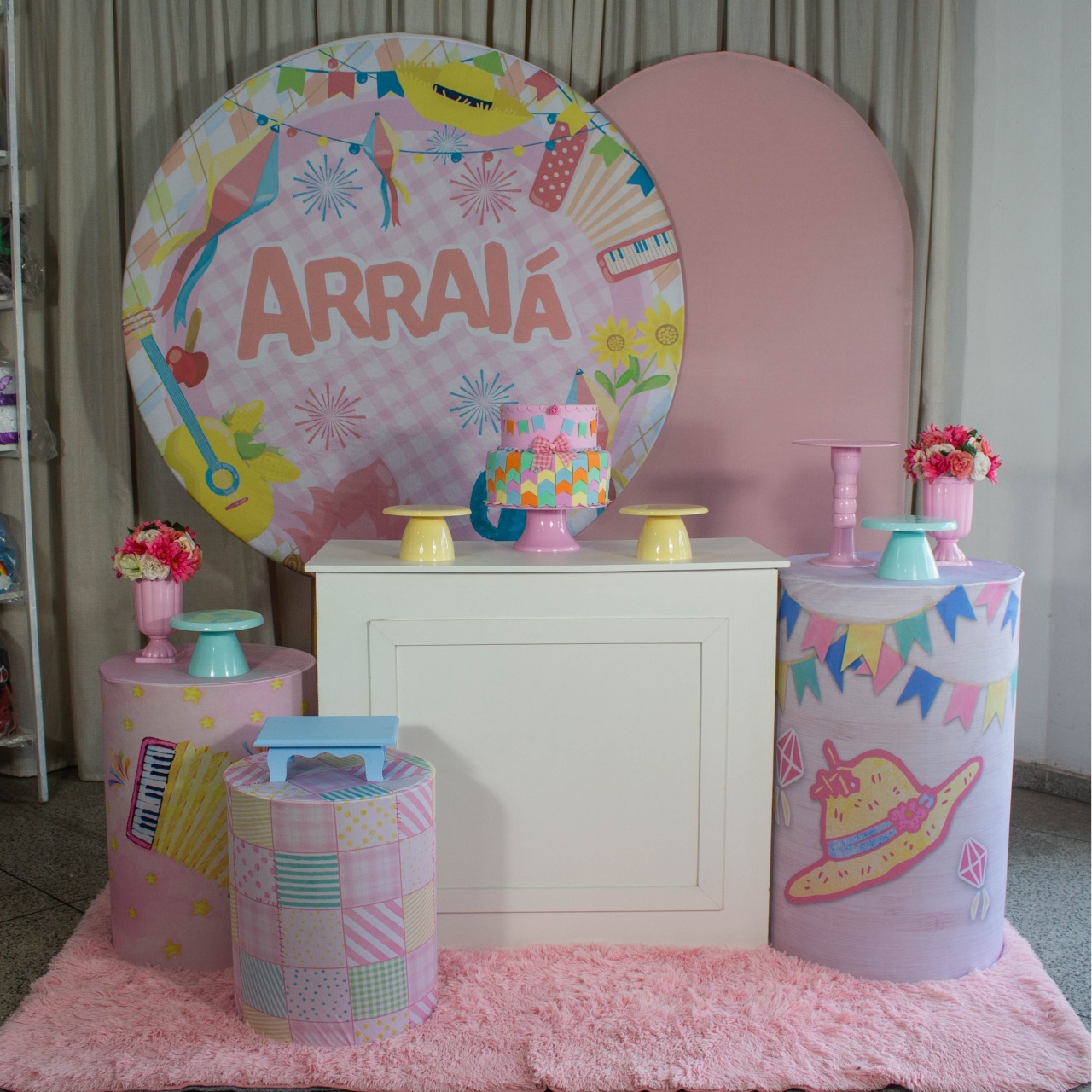 Decoração Festa Junina Arraia Rosa - Kit G. - Cultivar Sonhos