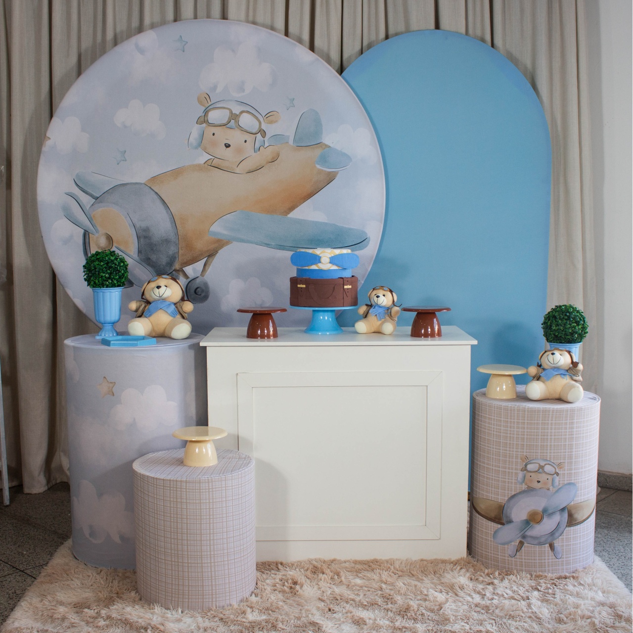 Decoração Ursinho Aviador - Kit G. - Cultivar Sonhos