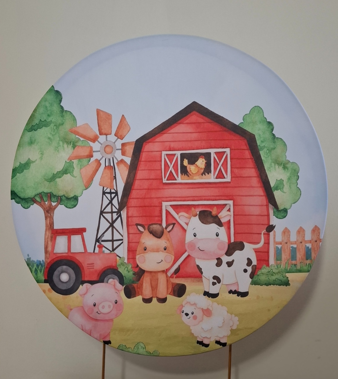 Capa Painel Fazendinha Vermelho/Neutro - Mimo Mini Festa na Mesa