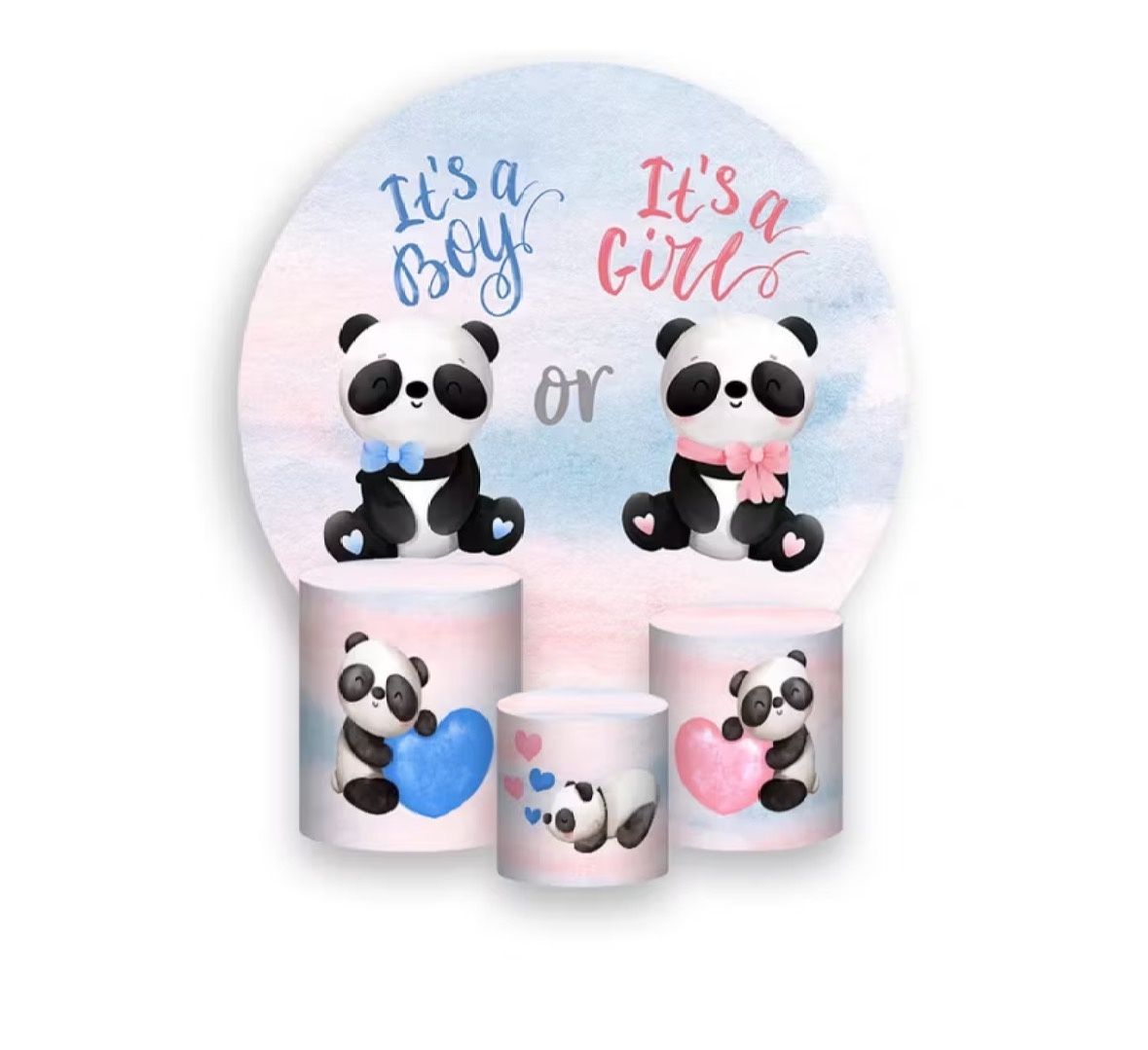 Kit Capas Chá Revelação Pandas - Dona Amora Decoração 