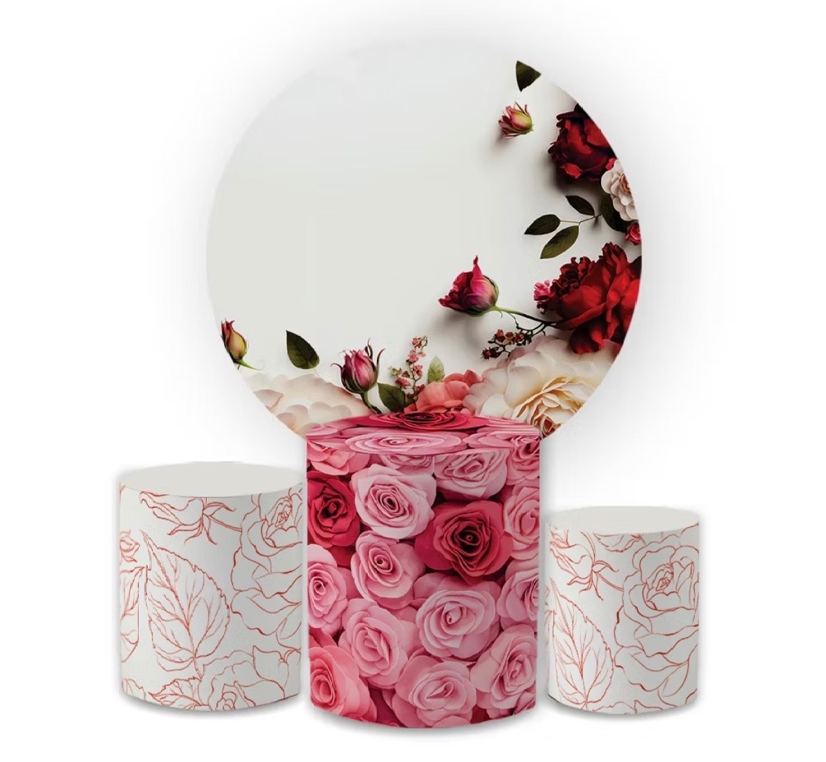 Kit Capa Branco Flores Vermelha  - Dona Amora Decoração 