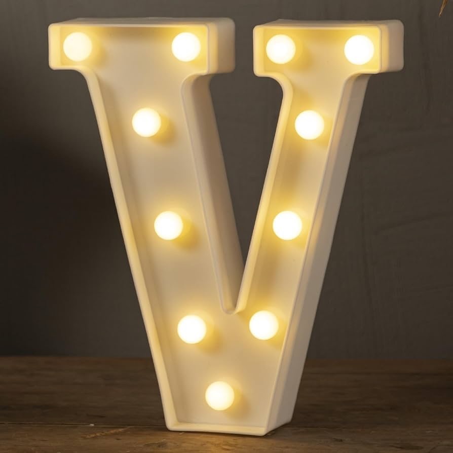 Letra V Led  - Dona Amora Decoração 