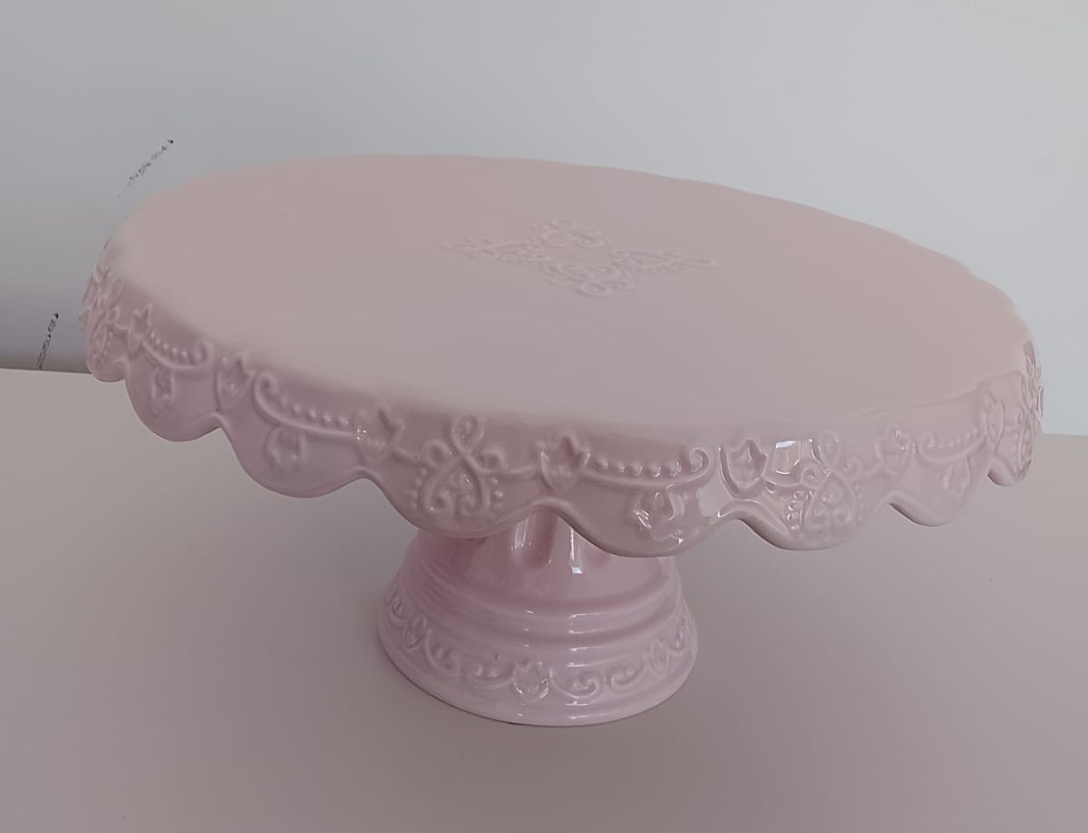 Boleira Em Porcelana - Rosa Candy - NaianeRochafestas