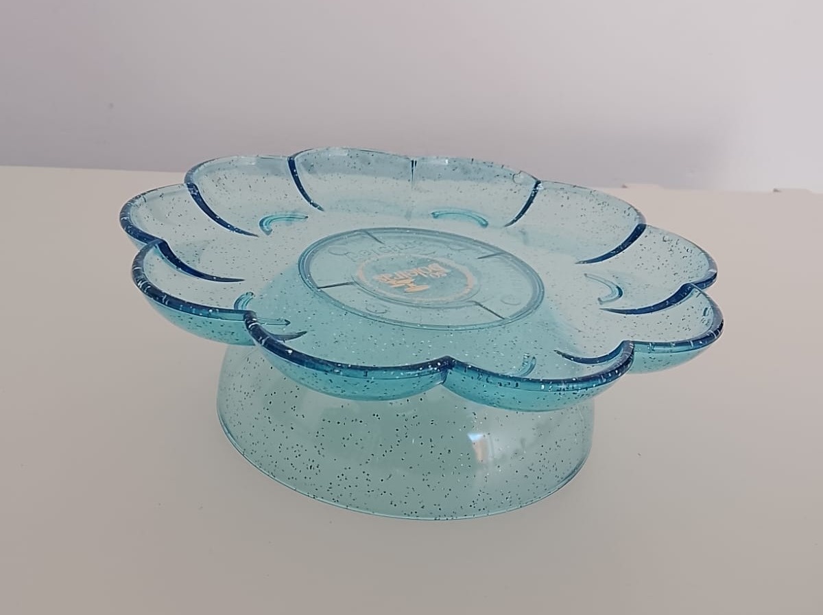 Doceira Flor Em Abs - Transparecia Azul Glíter - NaianeRochafestas