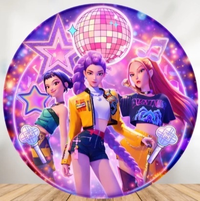 Capa Para Painel 50X50 - Guerreiras Do K-Pop Rosa - NaianeRochafestas