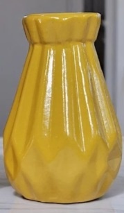 Vaso Frisado Em Cerâmica Pequeno - Amarelo - NaianeRochafestas