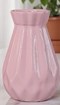 Vaso Frisado Em Cerâmica Pequeno - Rosa Candy - NaianeRochafestas
