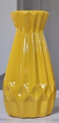 Vaso Frisado Em Cerâmica - Amarelo - NaianeRochafestas