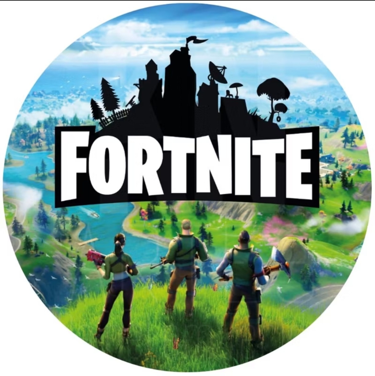 Capa Painel Redondo Fortnite - Bru Pegue e Monte